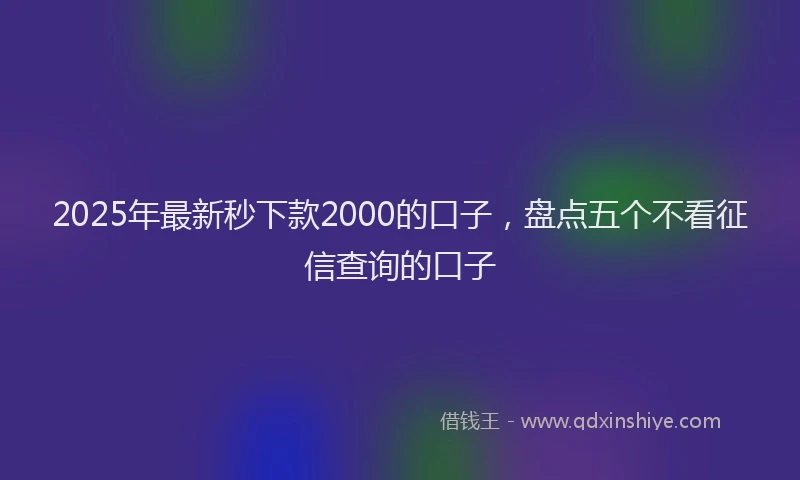 2025年最新秒下款2000的口子，盘点五个不看征信查询的口子