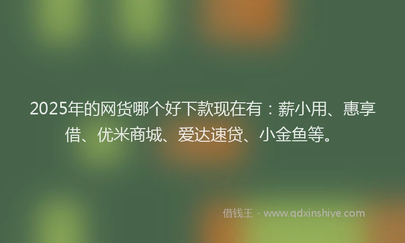 2025年的网货哪个好下款现在有：薪小用、惠享借、优米商城、爱达速贷、小金鱼等。