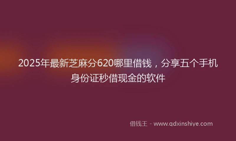 2025年最新芝麻分620哪里借钱，分享五个手机身份证秒借现金的软件