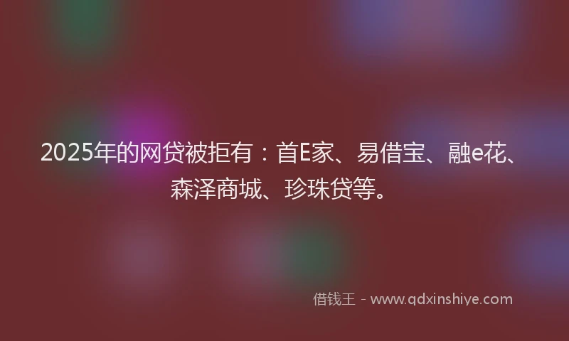 2025年的网贷被拒有：首E家、易借宝、融e花、森泽商城、珍珠贷等。