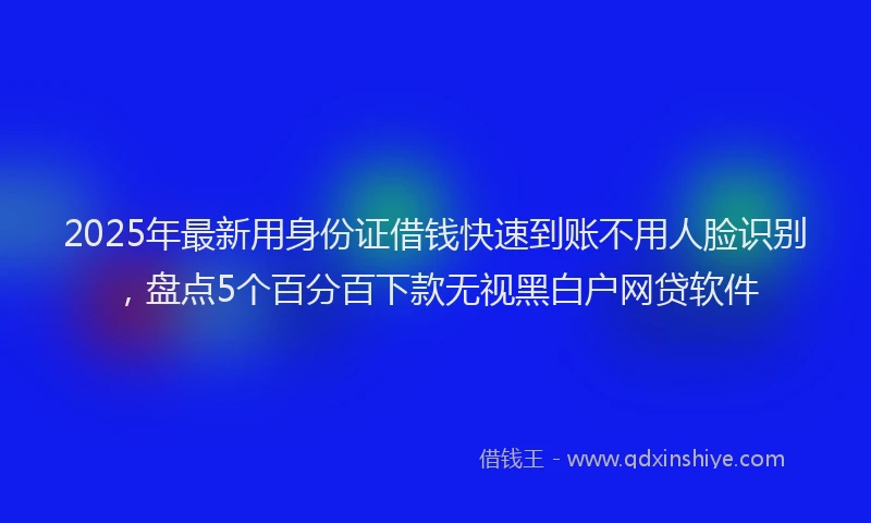 2025年最新用身份证借钱快速到账不用人脸识别，盘点5个百分百下款无视黑白户网贷软件