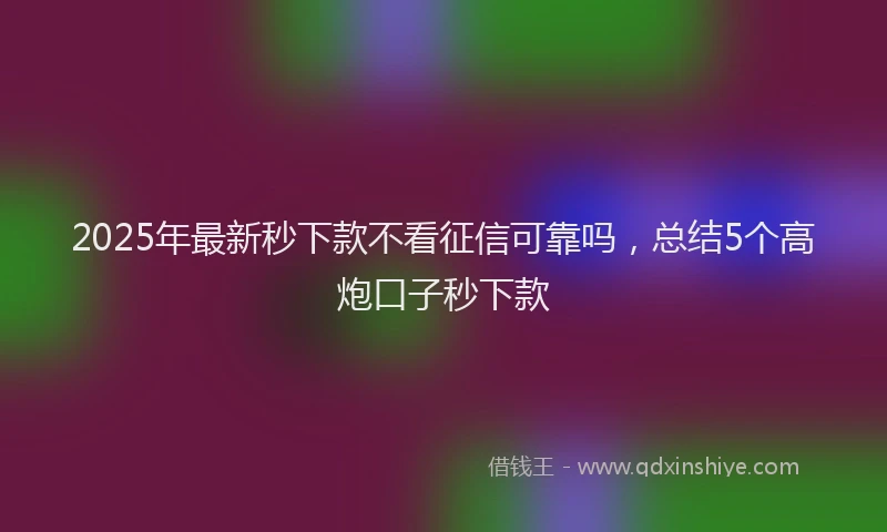 2025年最新秒下款不看征信可靠吗，总结5个高炮口子秒下款