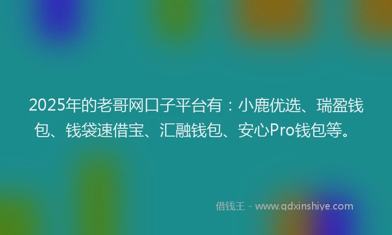 2025年的老哥网口子平台有：小鹿优选、瑞盈钱包、钱袋速借宝、汇融钱包、安心Pro钱包等。