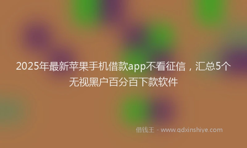2025年最新苹果手机借款app不看征信，汇总5个无视黑户百分百下款软件