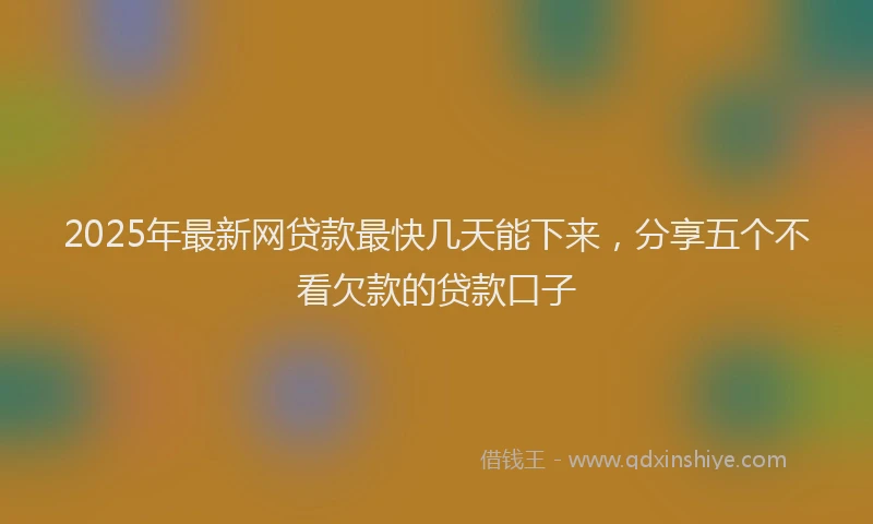 2025年最新网贷款最快几天能下来，分享五个不看欠款的贷款口子
