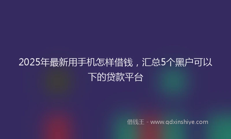 2025年最新用手机怎样借钱，汇总5个黑户可以下的贷款平台