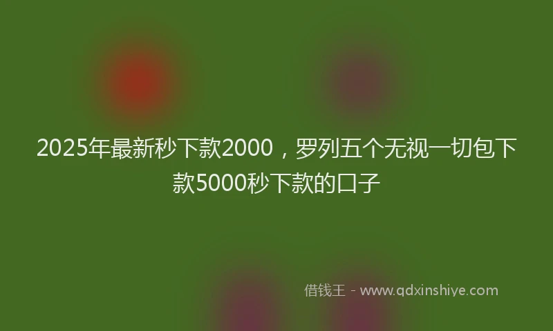 2025年最新秒下款2000，罗列五个无视一切包下款5000秒下款的口子