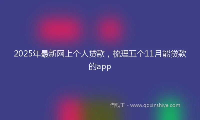 2025年最新网上个人贷款，梳理五个11月能贷款的app