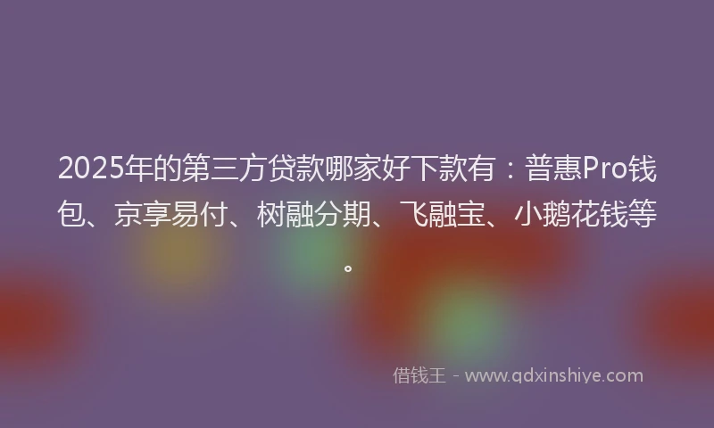 2025年的第三方贷款哪家好下款有：普惠Pro钱包、京享易付、树融分期、飞融宝、小鹅花钱等。