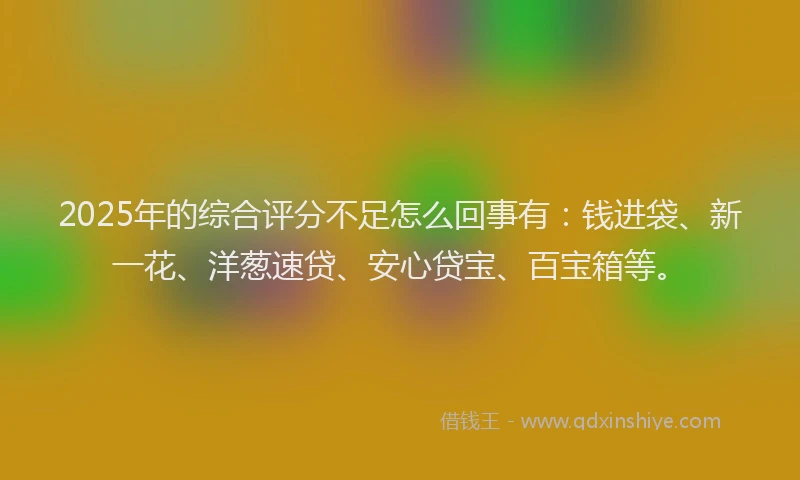 2025年的综合评分不足怎么回事有：钱进袋、新一花、洋葱速贷、安心贷宝、百宝箱等。