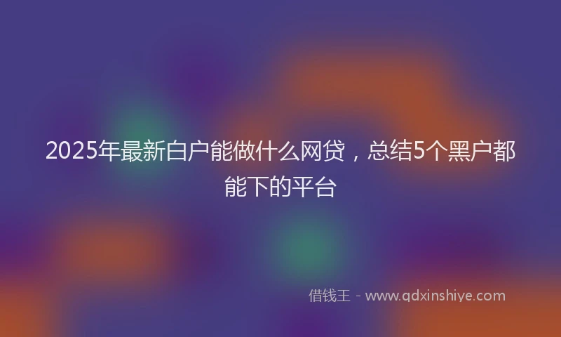 2025年最新白户能做什么网贷，总结5个黑户都能下的平台