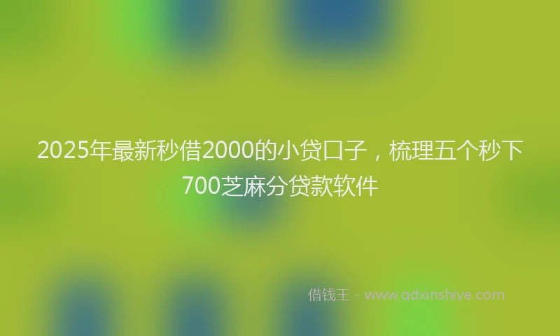 2025年最新秒借2000的小贷口子，梳理五个秒下700芝麻分贷款软件