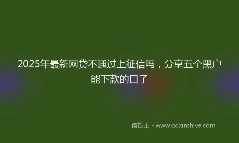 2025年最新网贷不通过上征信吗，分享五个黑户能下款的口子