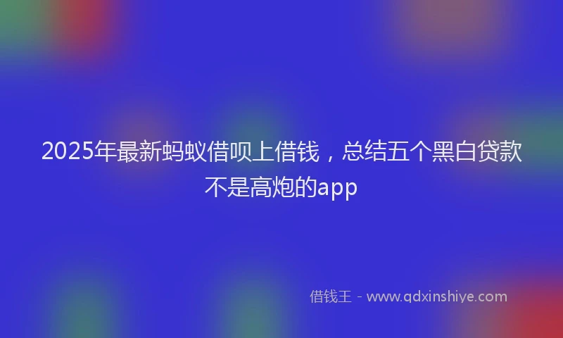 2025年最新蚂蚁借呗上借钱，总结五个黑白贷款不是高炮的app