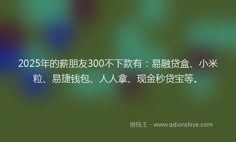 2025年的薪朋友300不下款有：易融贷盒、小米粒、易捷钱包、人人拿、现金秒贷宝等。