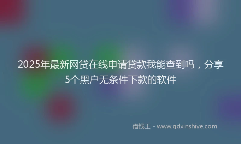2025年最新网贷在线申请贷款我能查到吗，分享5个黑户无条件下款的软件