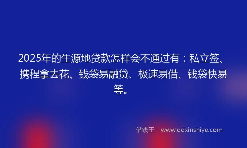 2025年的生源地贷款怎样会不通过有：私立签、携程拿去花、钱袋易融贷、极速易借、钱袋快易等。