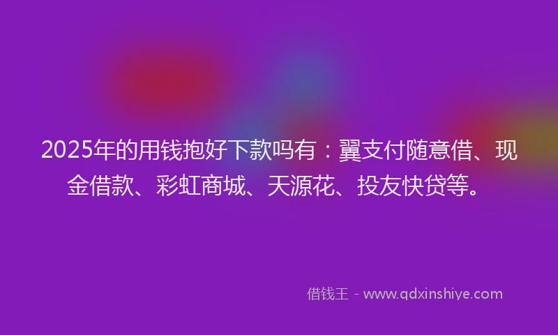 2025年的用钱抱好下款吗有：翼支付随意借、现金借款、彩虹商城、天源花、投友快贷等。