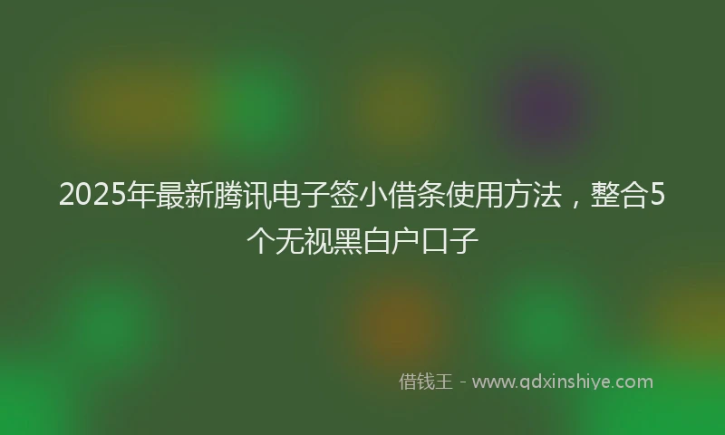 2025年最新腾讯电子签小借条使用方法，整合5个无视黑白户口子