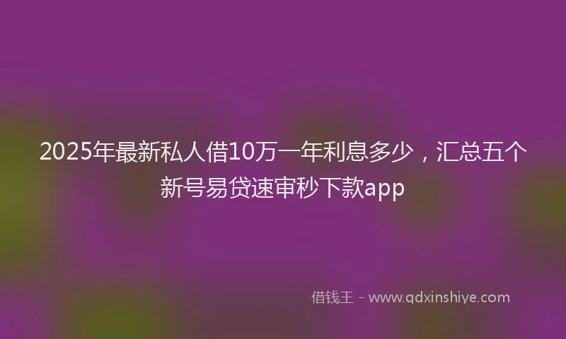 2025年最新私人借10万一年利息多少，汇总五个新号易贷速审秒下款app