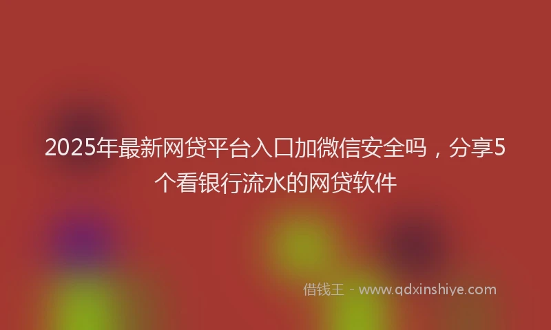 2025年最新网贷平台入口加微信安全吗，分享5个看银行流水的网贷软件
