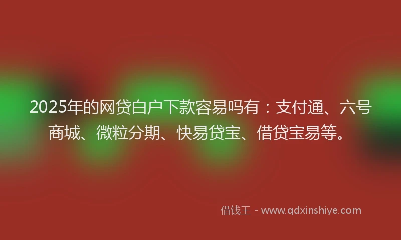 2025年的网贷白户下款容易吗有：支付通、六号商城、微粒分期、快易贷宝、借贷宝易等。