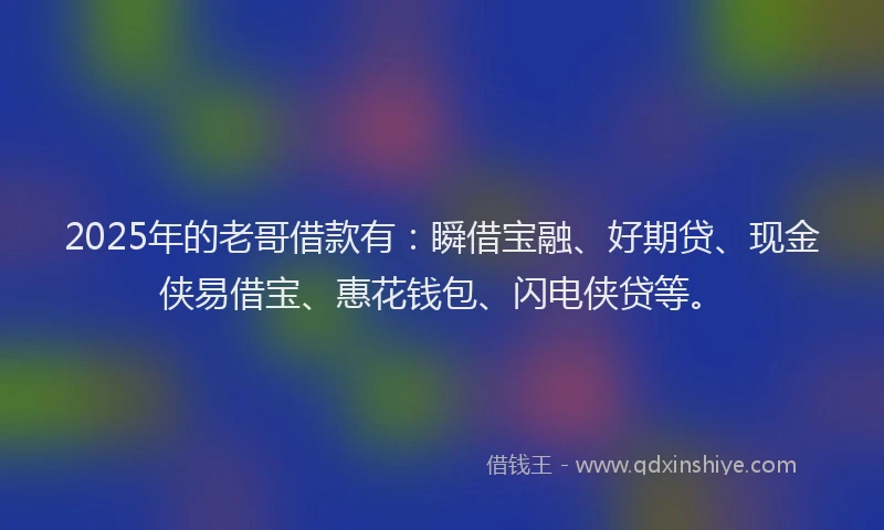 2025年的老哥借款有：瞬借宝融、好期贷、现金侠易借宝、惠花钱包、闪电侠贷等。