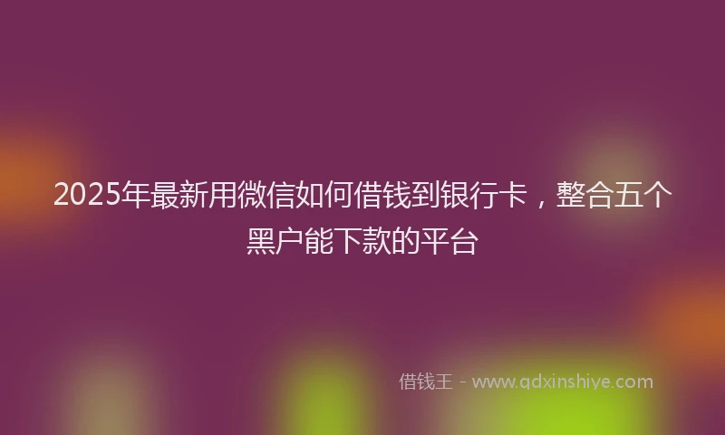2025年最新用微信如何借钱到银行卡，整合五个黑户能下款的平台