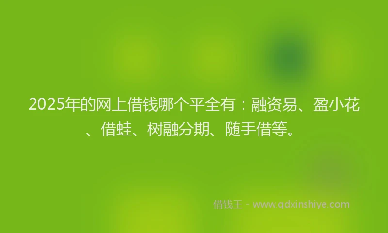 2025年的网上借钱哪个平全有：融资易、盈小花、借蛙、树融分期、随手借等。