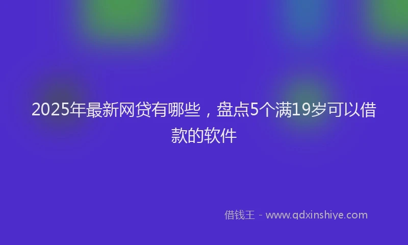 2025年最新网贷有哪些，盘点5个满19岁可以借款的软件