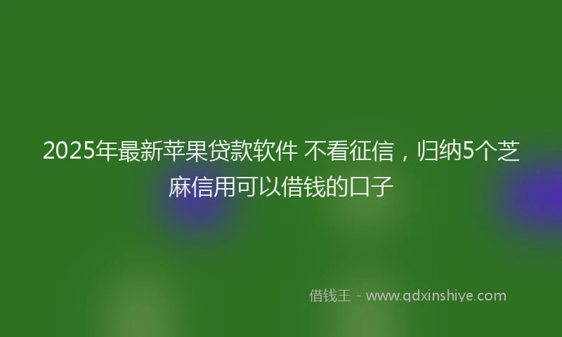2025年最新苹果贷款软件 不看征信，归纳5个芝麻信用可以借钱的口子