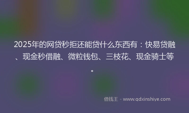 2025年的网贷秒拒还能贷什么东西有：快易贷融、现金秒借融、微粒钱包、三枝花、现金骑士等。