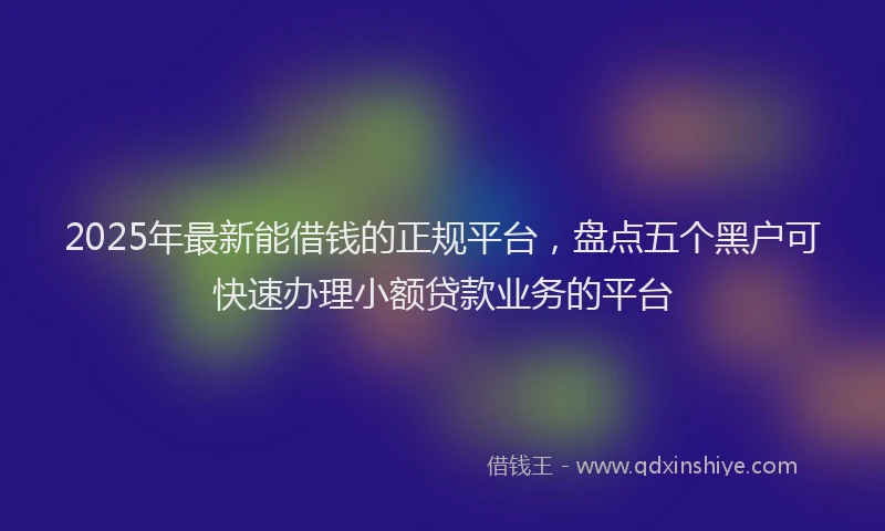2025年最新能借钱的正规平台，盘点五个黑户可快速办理小额贷款业务的平台