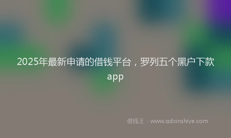2025年最新申请的借钱平台，罗列五个黑户下款app