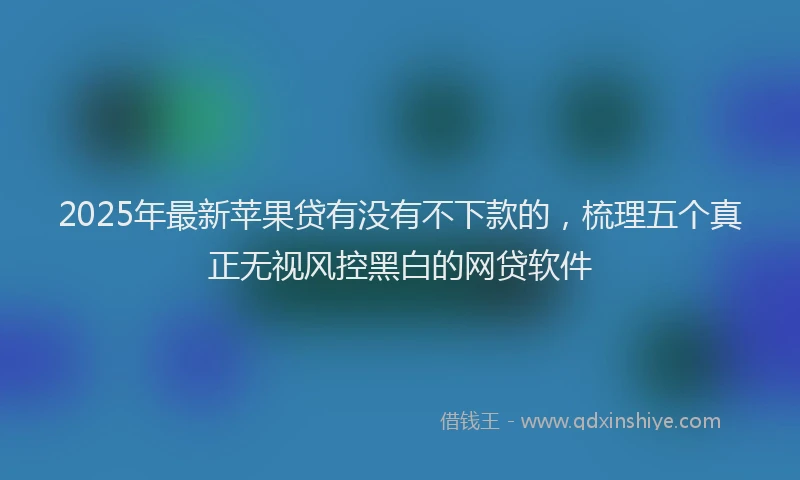 2025年最新苹果贷有没有不下款的，梳理五个真正无视风控黑白的网贷软件
