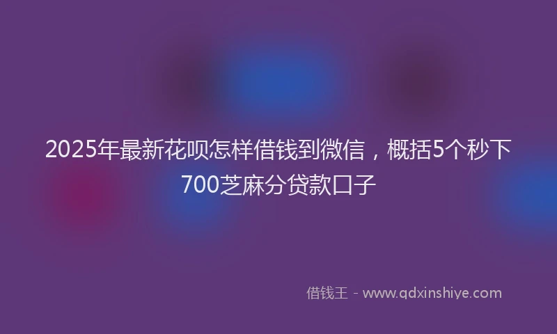 2025年最新花呗怎样借钱到微信，概括5个秒下700芝麻分贷款口子