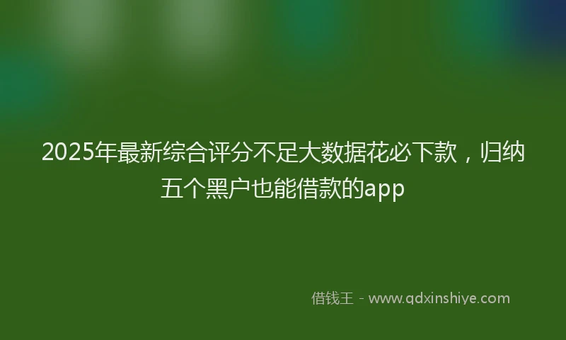 2025年最新综合评分不足大数据花必下款，归纳五个黑户也能借款的app