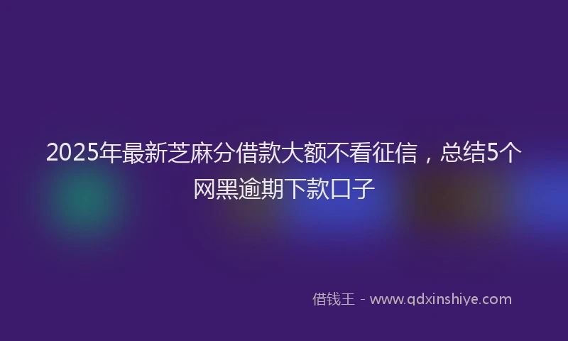 2025年最新芝麻分借款大额不看征信，总结5个网黑逾期下款口子