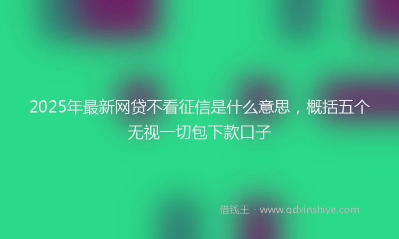 2025年最新网贷不看征信是什么意思，概括五个无视一切包下款口子
