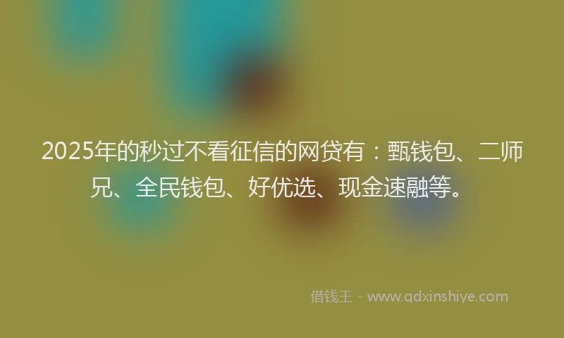 2025年的秒过不看征信的网贷有：甄钱包、二师兄、全民钱包、好优选、现金速融等。