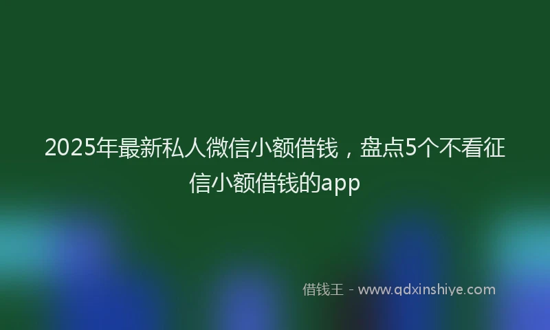 2025年最新私人微信小额借钱，盘点5个不看征信小额借钱的app