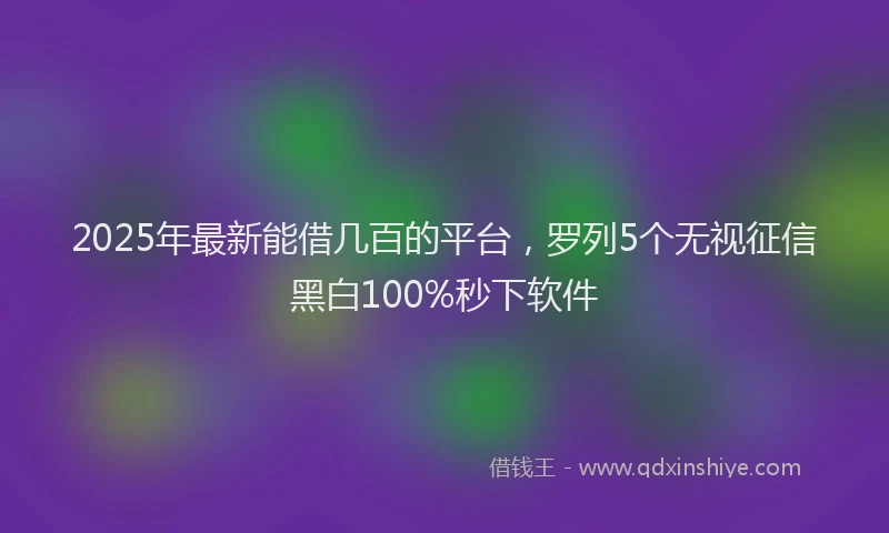 2025年最新能借几百的平台，罗列5个无视征信黑白100%秒下软件