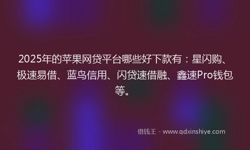 2025年的苹果网贷平台哪些好下款有：星闪购、极速易借、蓝鸟信用、闪贷速借融、鑫速Pro钱包等。