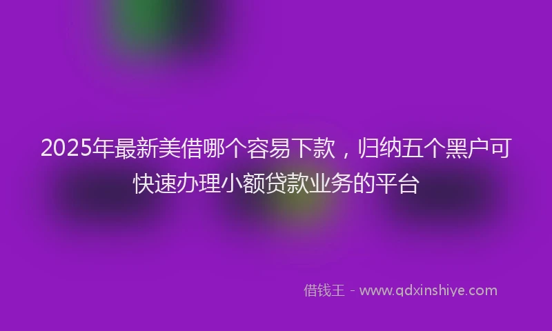 2025年最新美借哪个容易下款，归纳五个黑户可快速办理小额贷款业务的平台