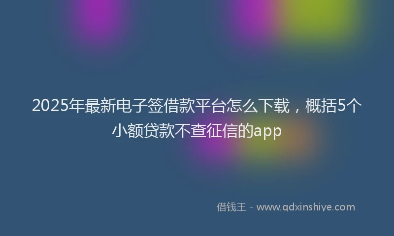 2025年最新电子签借款平台怎么下载，概括5个小额贷款不查征信的app