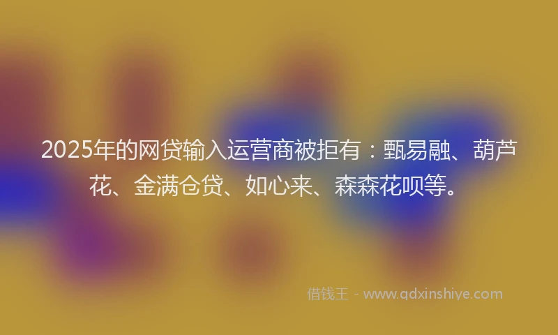 2025年的网贷输入运营商被拒有：甄易融、葫芦花、金满仓贷、如心来、森森花呗等。