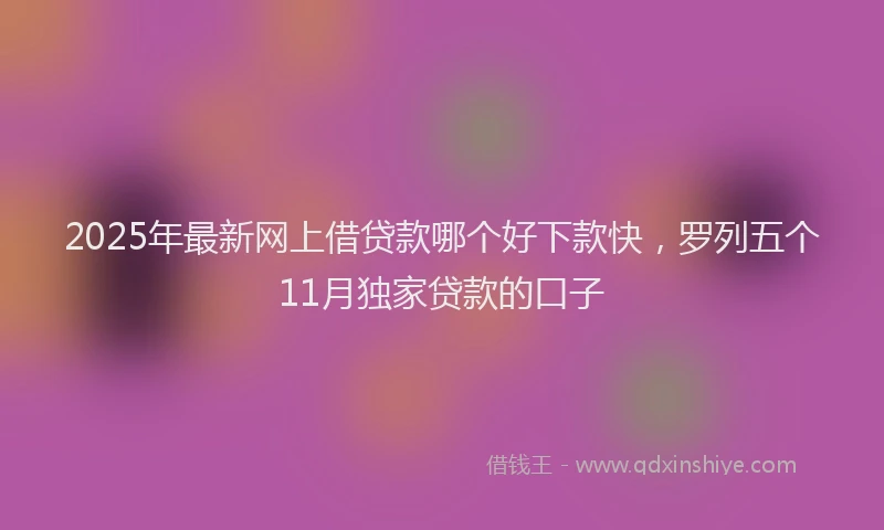 2025年最新网上借贷款哪个好下款快，罗列五个11月独家贷款的口子