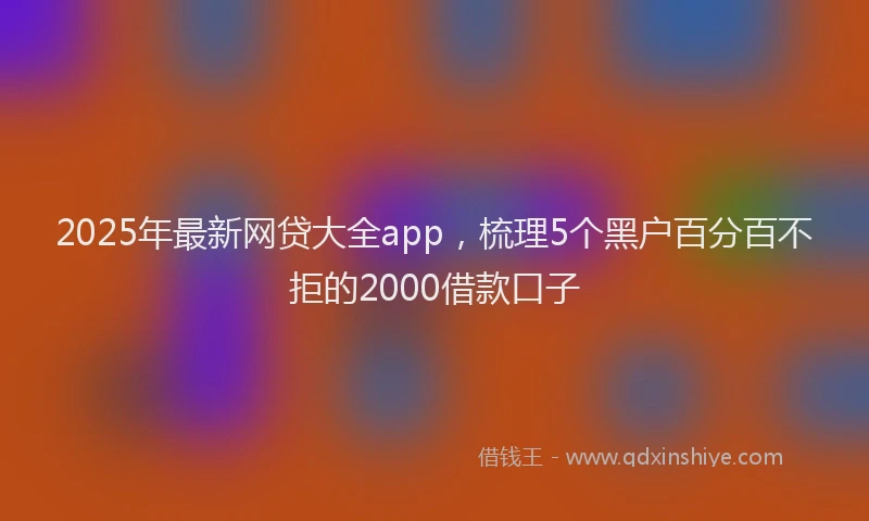 2025年最新网贷大全app，梳理5个黑户百分百不拒的2000借款口子