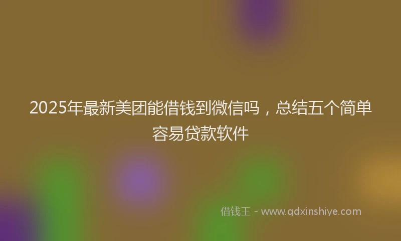 2025年最新美团能借钱到微信吗，总结五个简单容易贷款软件