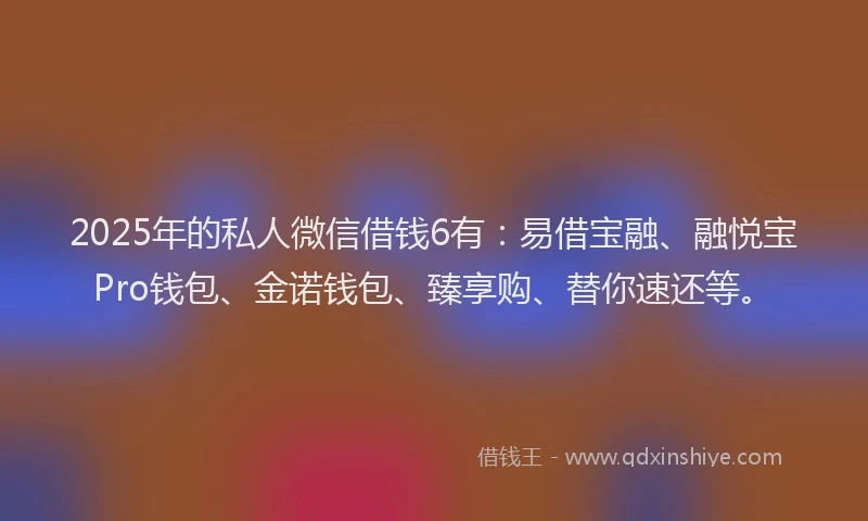 2025年的私人微信借钱6有：易借宝融、融悦宝Pro钱包、金诺钱包、臻享购、替你速还等。